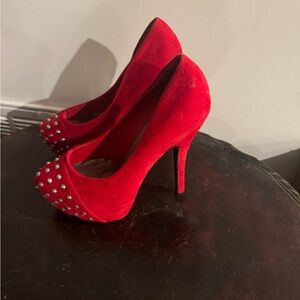 Dots Red Studded High Heels Size 10